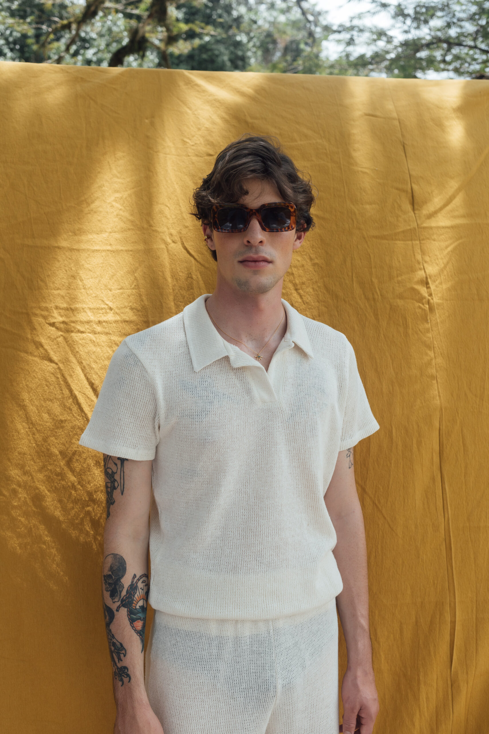Polo shirt in hemp wave